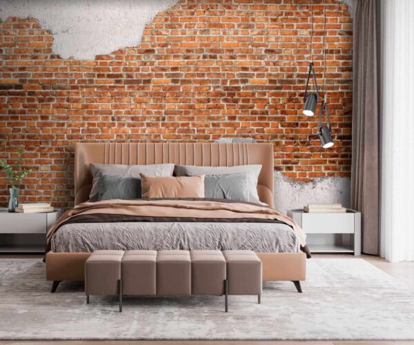 Bakstenen muur met een witte laag Fotobehang Bakstenen muur met een witte laag