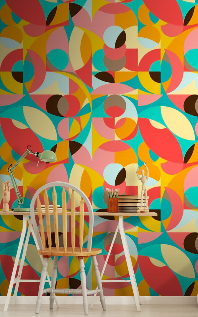 Colorful pattern of circles and squares Colorful pattern of circles and squares