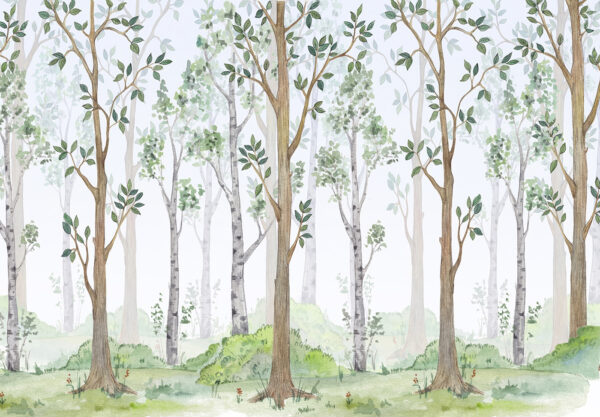 Aquarel van bomen en gras Aquarel van bomen en gras