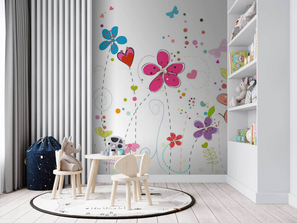 Groep bloemen met vlinders u51046pir1m - Groep bloemen met vlinders - tegory