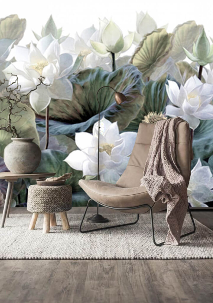 Group of white flowers and green leaves Group of white flowers and green leaves