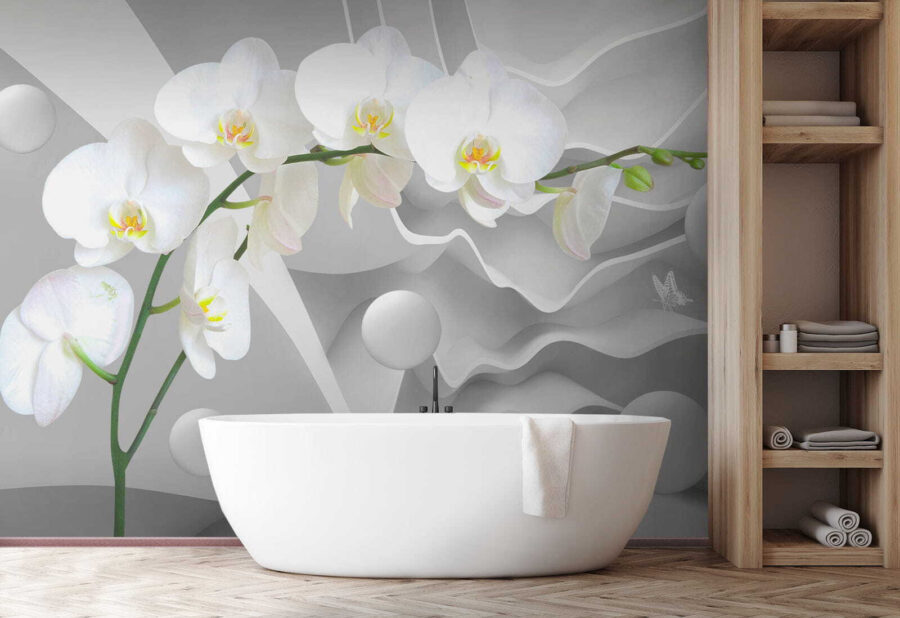 Witte orchideeën en witte ballen