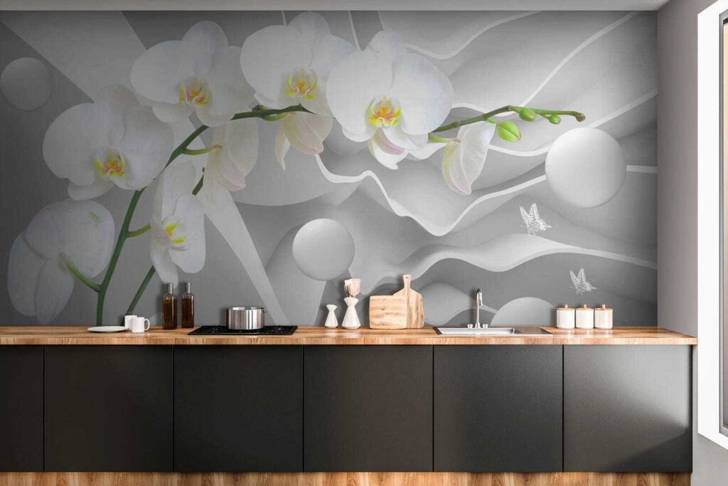 White orchids and white balls White orchids and white balls