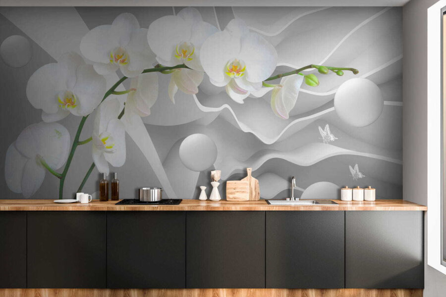 Witte orchideeën en witte ballen