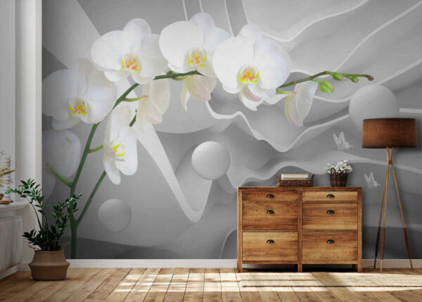 Witte orchideeën en witte ballen Witte orchideeën en witte ballen