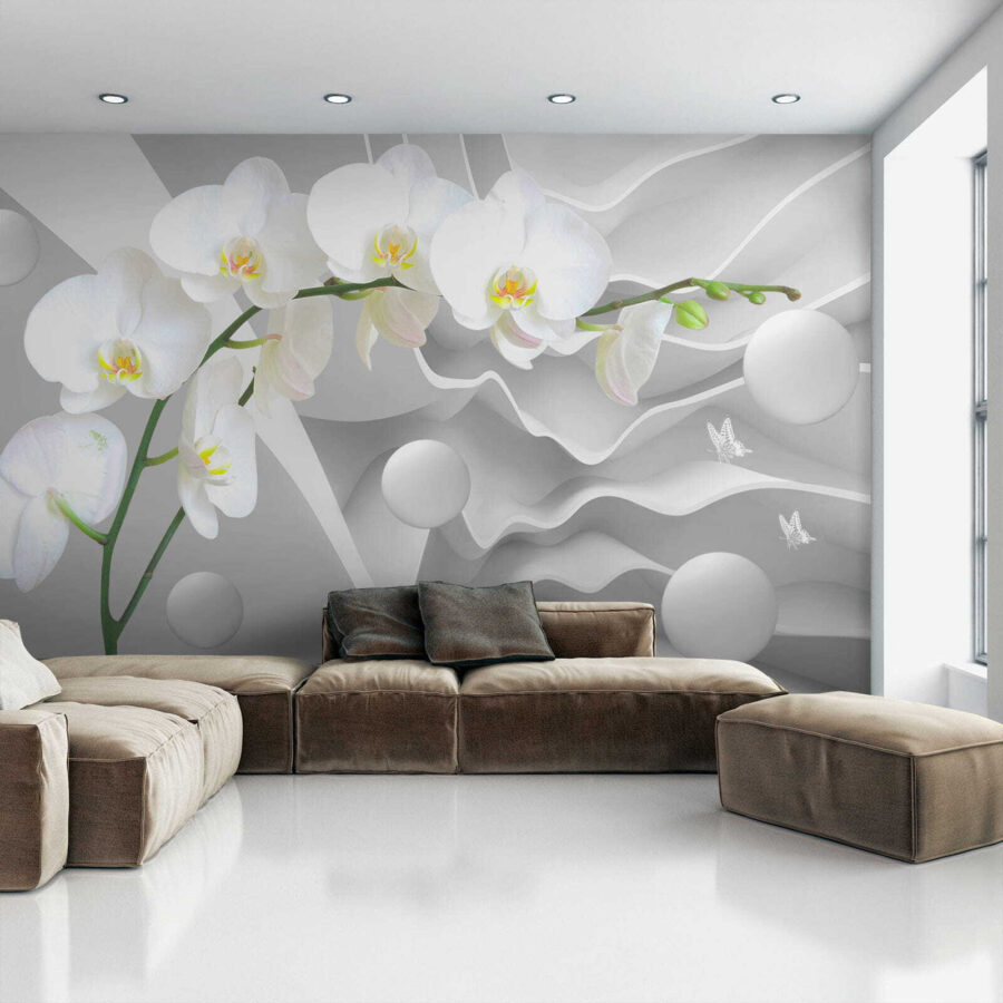 Witte orchideeën en witte ballen