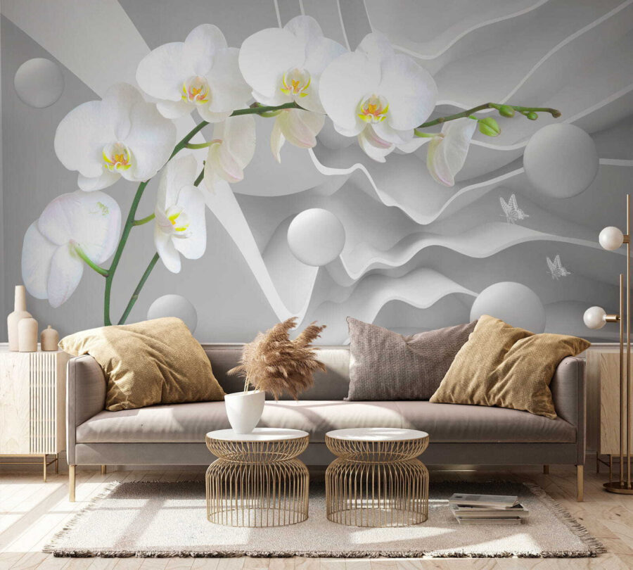 Witte orchideeën en witte ballen