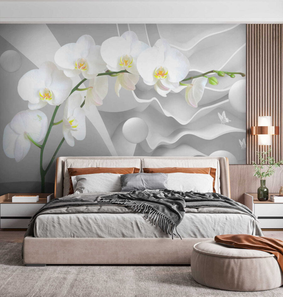 Witte orchideeën en witte ballen