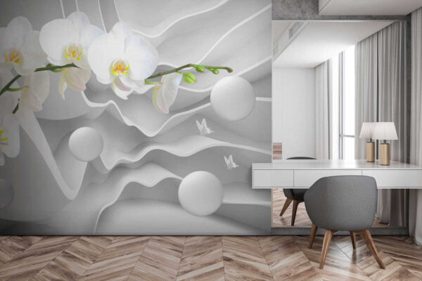 Witte orchideeën en witte ballen Witte orchideeën en witte ballen
