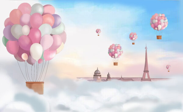Groep ballonnen zwevend in de lucht Groep ballonnen zwevend in de lucht