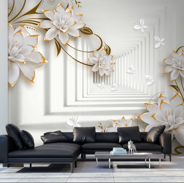 Witte en oranje bloemen op een witte achtergrond Witte en oranje bloemen op een witte achtergrond