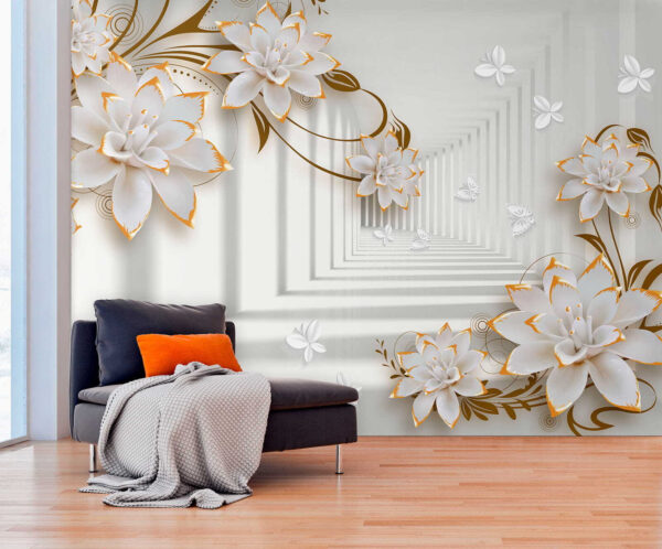 Witte en oranje bloemen op een witte achtergrond Witte en oranje bloemen op een witte achtergrond