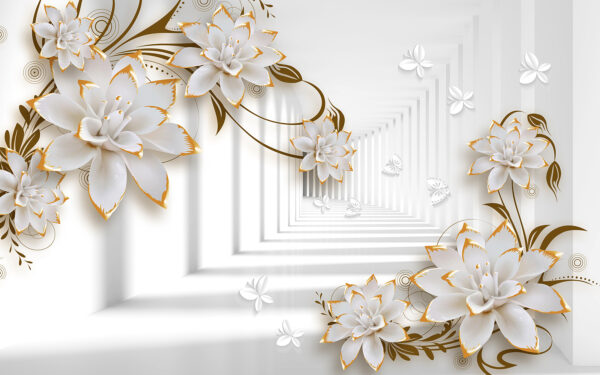 Witte en oranje bloemen op een witte achtergrond Witte en oranje bloemen op een witte achtergrond