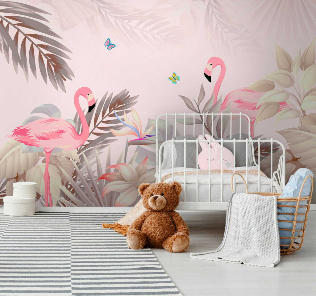 Pink flamingos and flowers Pink flamingos and flowers