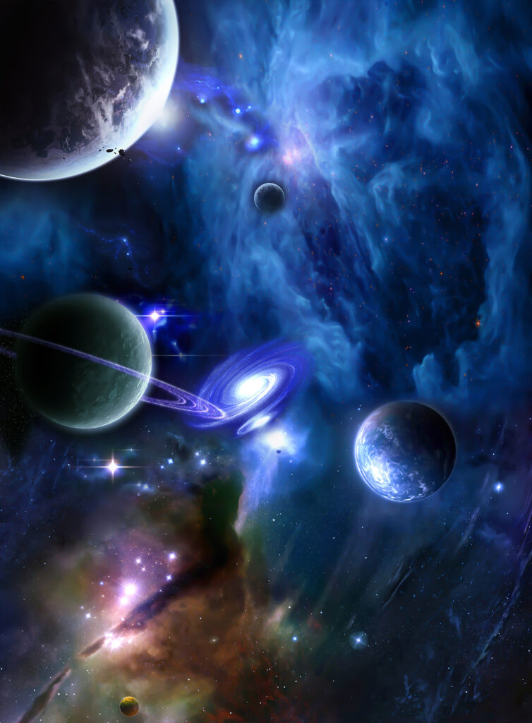 Planeten in de ruimte met planeten en sterren Planeten in de ruimte met planeten en sterren