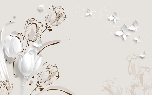 Witte tulpen en vlinders Witte tulpen en vlinders