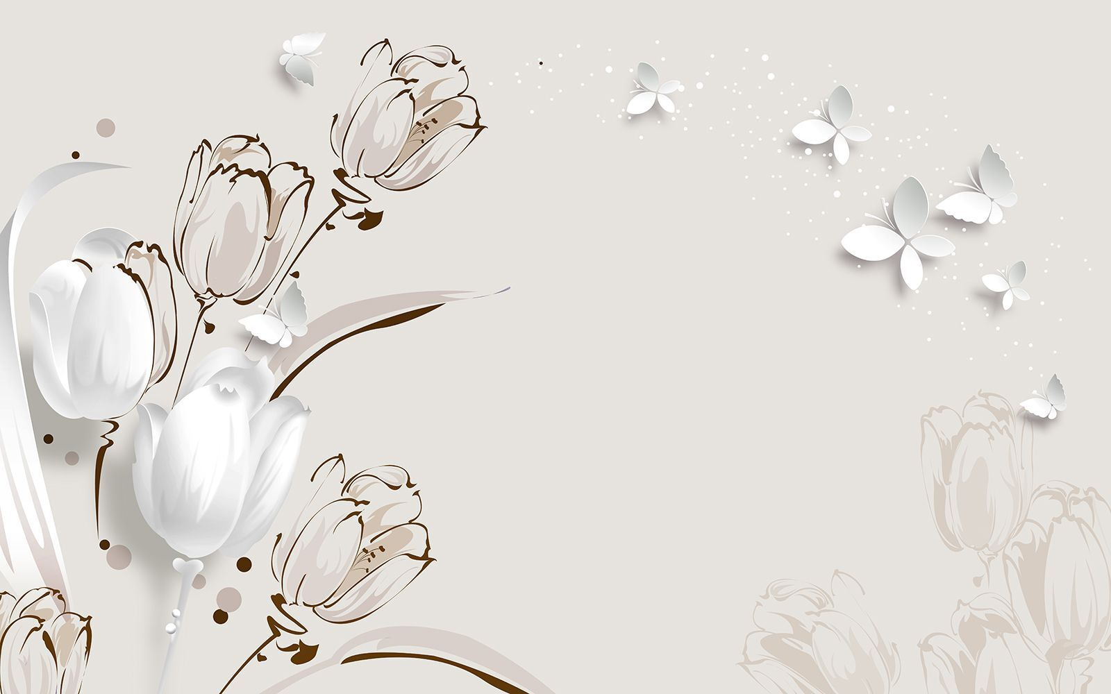Witte tulpen en vlinders u42642p - Witte tulpen en vlinders - tegory