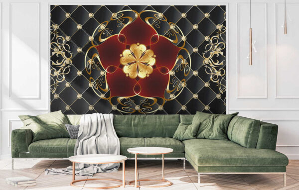 Elegant bloemmotief op zwarte achtergrond Elegant bloemmotief op zwarte achtergrond