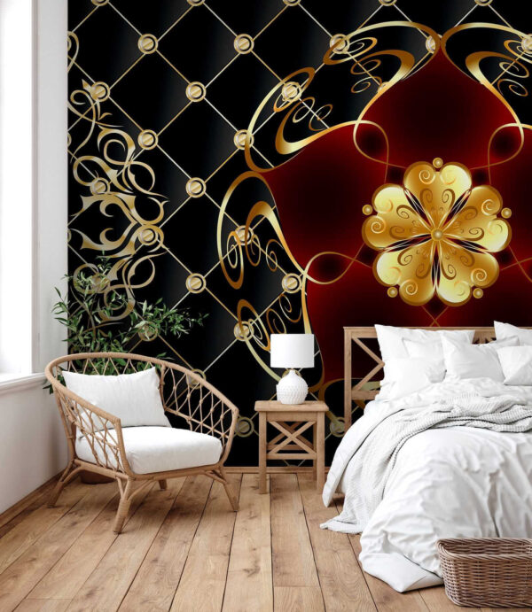 Elegant bloemmotief op zwarte achtergrond Elegant bloemmotief op zwarte achtergrond