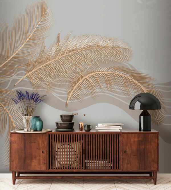 Elegante illustratie met metallic veren Elegante illustratie met metallic veren