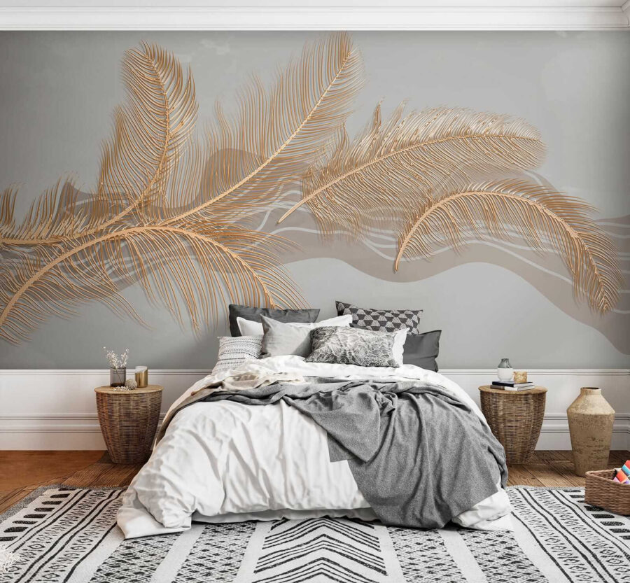 Elegante illustratie met metallic veren