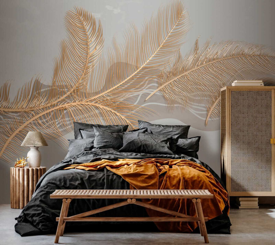 Elegante illustratie met metallic veren