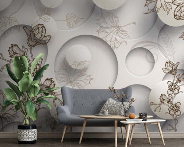 Behang met cirkels en bloemen u40267pig4 600x480 - Behang met cirkels en bloemen - tegory