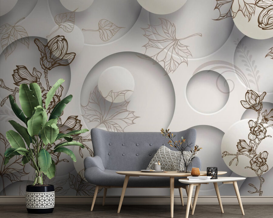 Behang met cirkels en bloemen u40267pig4 900x720 - Behang met cirkels en bloemen - tegory