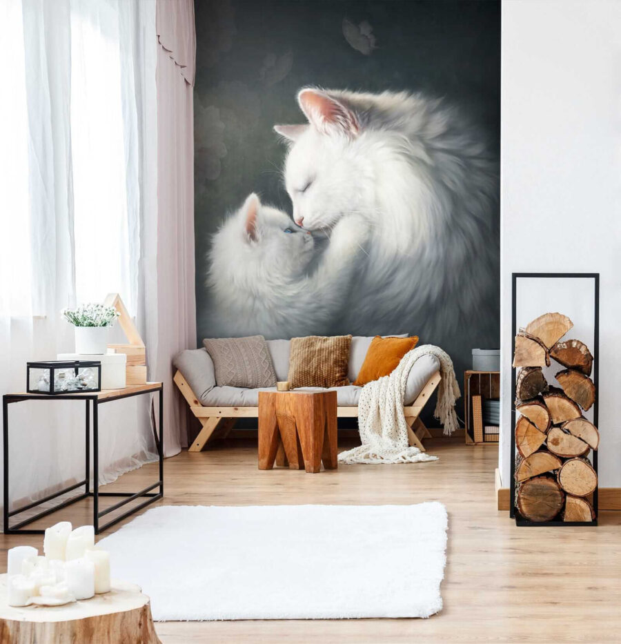 Kussende kat en kitten