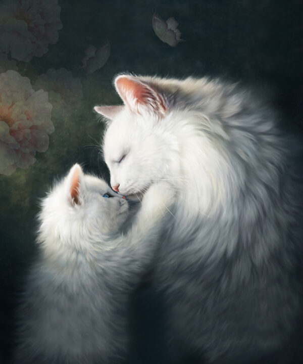 Kussende kat en kitten Kussende kat en kitten