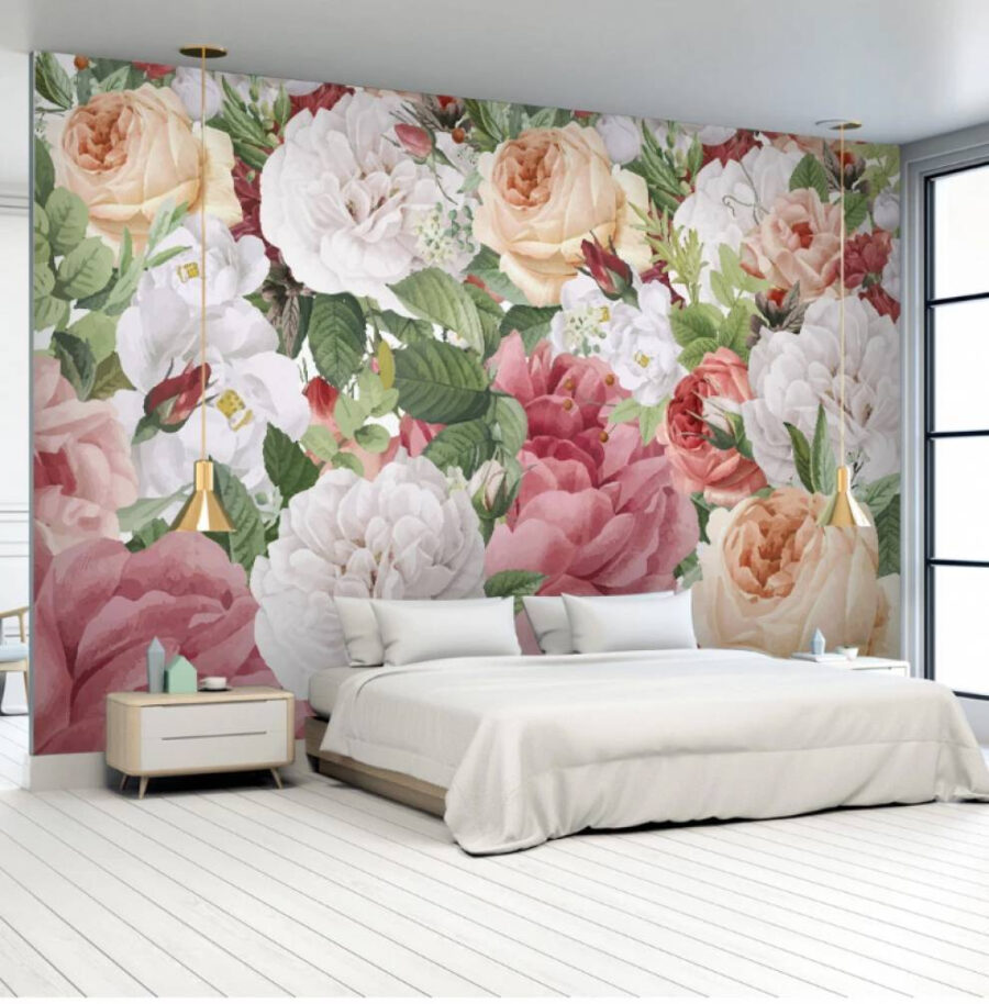 Weelderige bloemen in zachte pasteltinten
