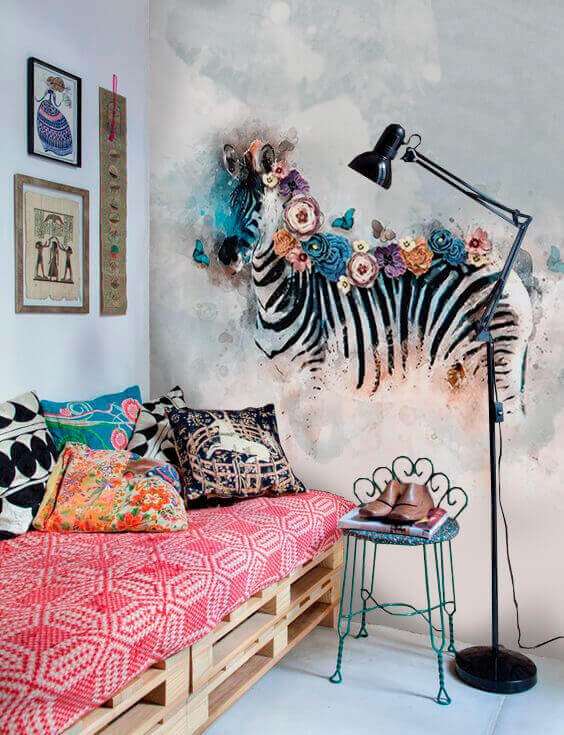 Zebra met bloemen op zijn hoofd u38040pib1m - Zebra met bloemen op zijn hoofd - tegory