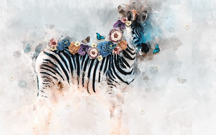 Zebra met bloemen op zijn hoofd u38040p 900x563 - Zebra met bloemen op zijn hoofd - tegory