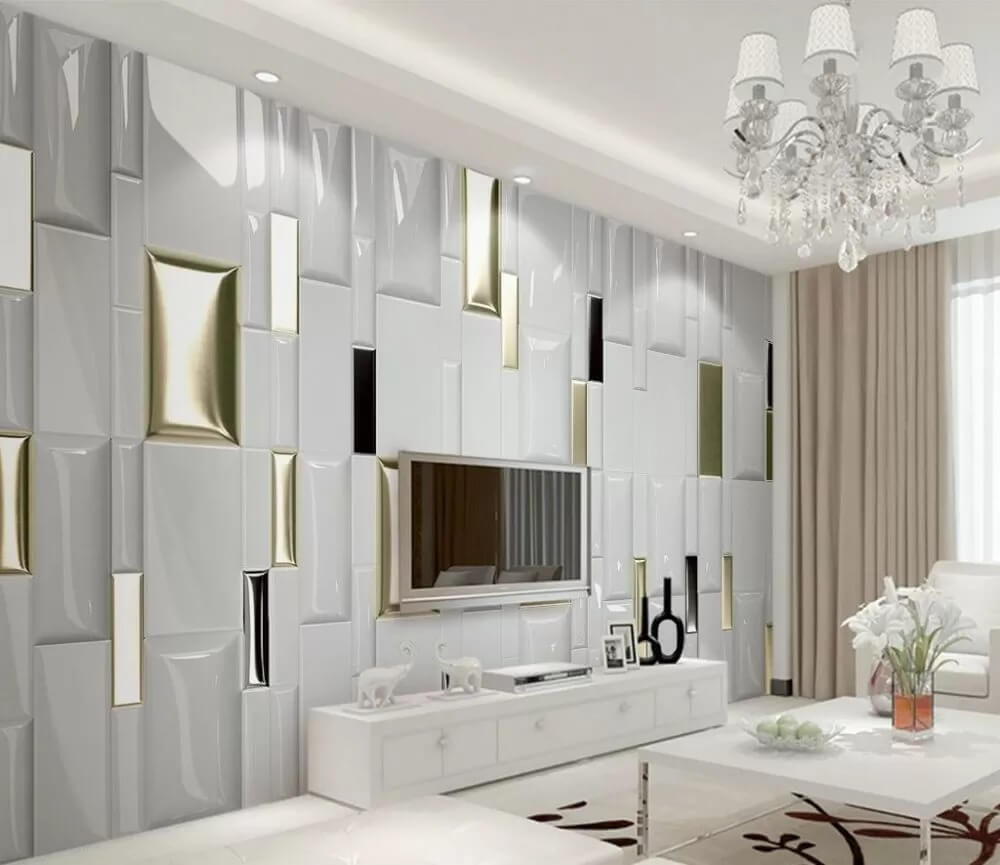 Shimmering tiles in a geometric array