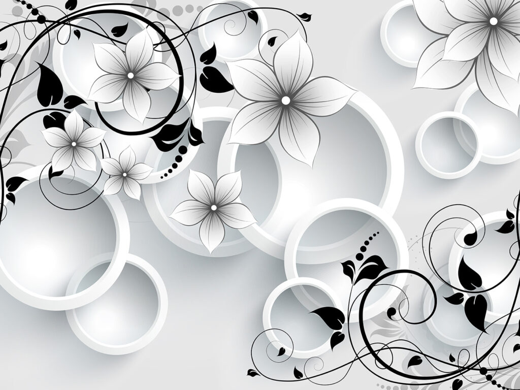 Wallpaper with flowers and circles Wallpaper with flowers and circles