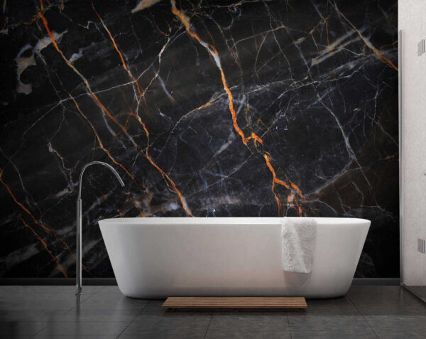 Black marble with fiery orange veins Black marble with fiery orange veins