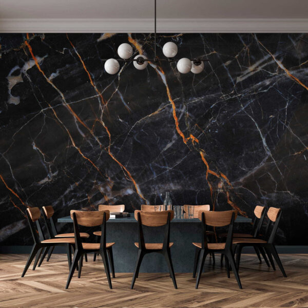 Black marble with fiery orange veins Black marble with fiery orange veins