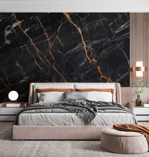 Black marble with fiery orange veins Black marble with fiery orange veins