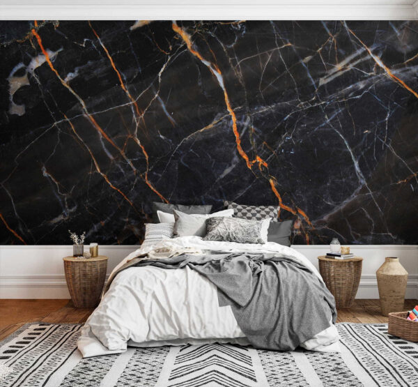 Black marble with fiery orange veins Black marble with fiery orange veins