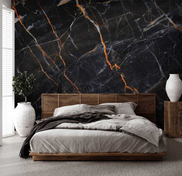 Black marble with fiery orange veins Black marble with fiery orange veins