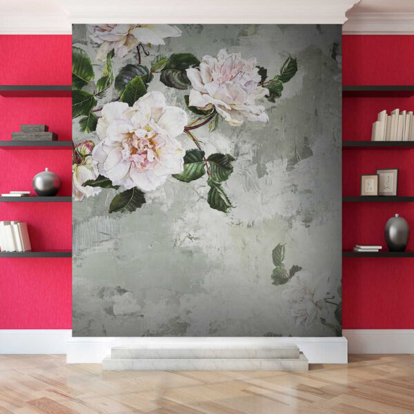 Schilderij van bloemen op een muur Schilderij van bloemen op een muur