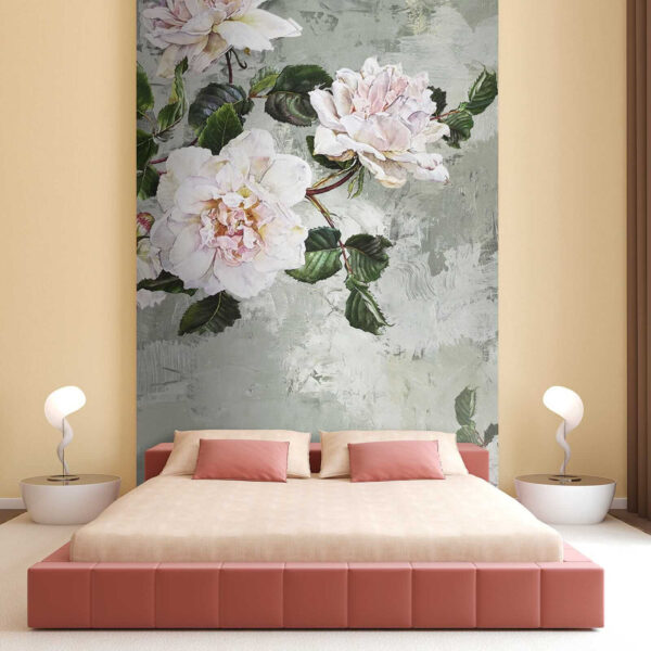 Schilderij van bloemen op een muur Schilderij van bloemen op een muur