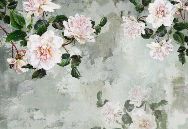 Schilderij van bloemen op een muur Schilderij van bloemen op een muur