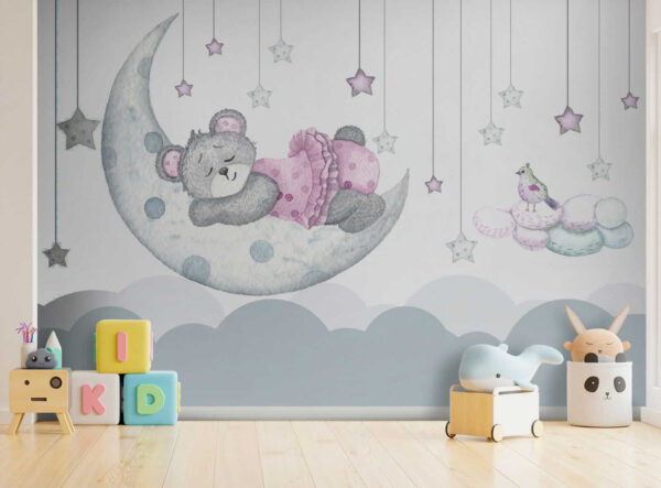 Teddybeer slaapt op de maan Teddybeer slaapt op de maan