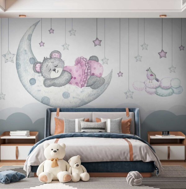 Teddybeer slaapt op de maan Teddybeer slaapt op de maan