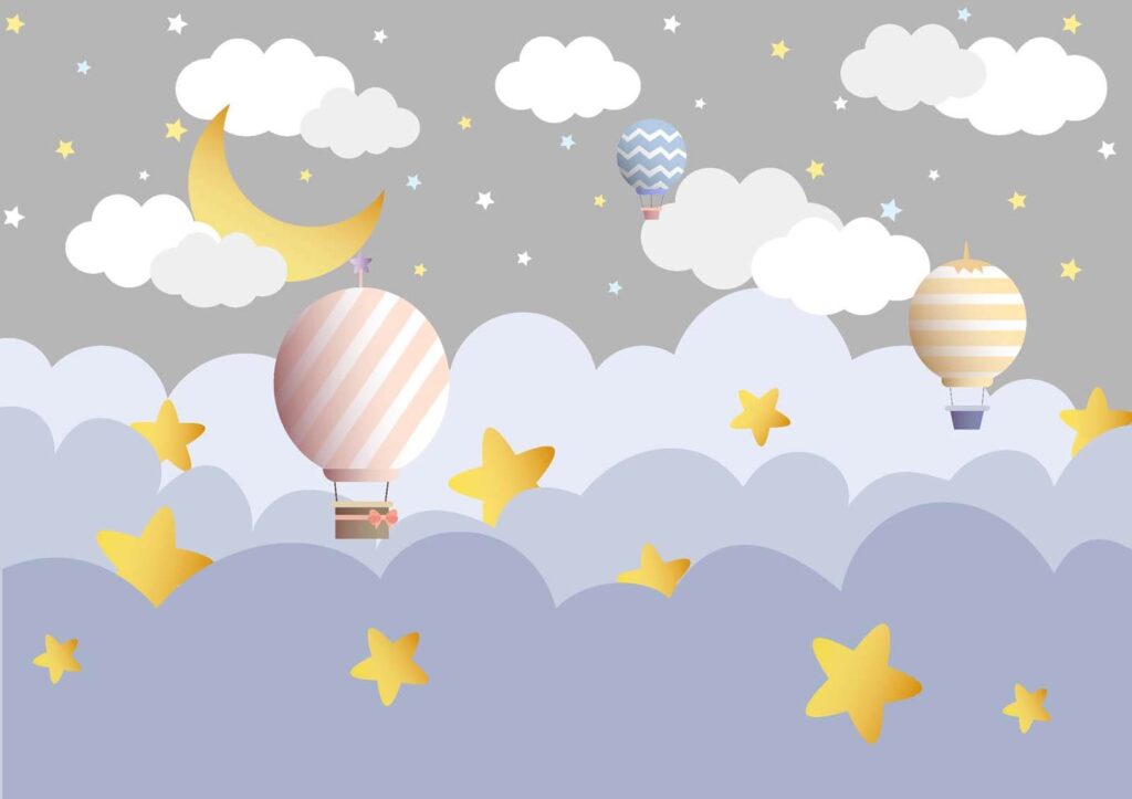 Groep heteluchtballonnen in de lucht Groep heteluchtballonnen in de lucht