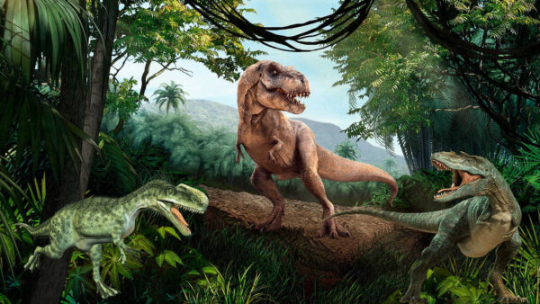 Dinosaurus in een bos Dinosaurus in een bos