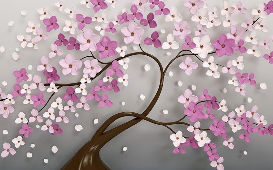 Boom met roze en witte bloemen