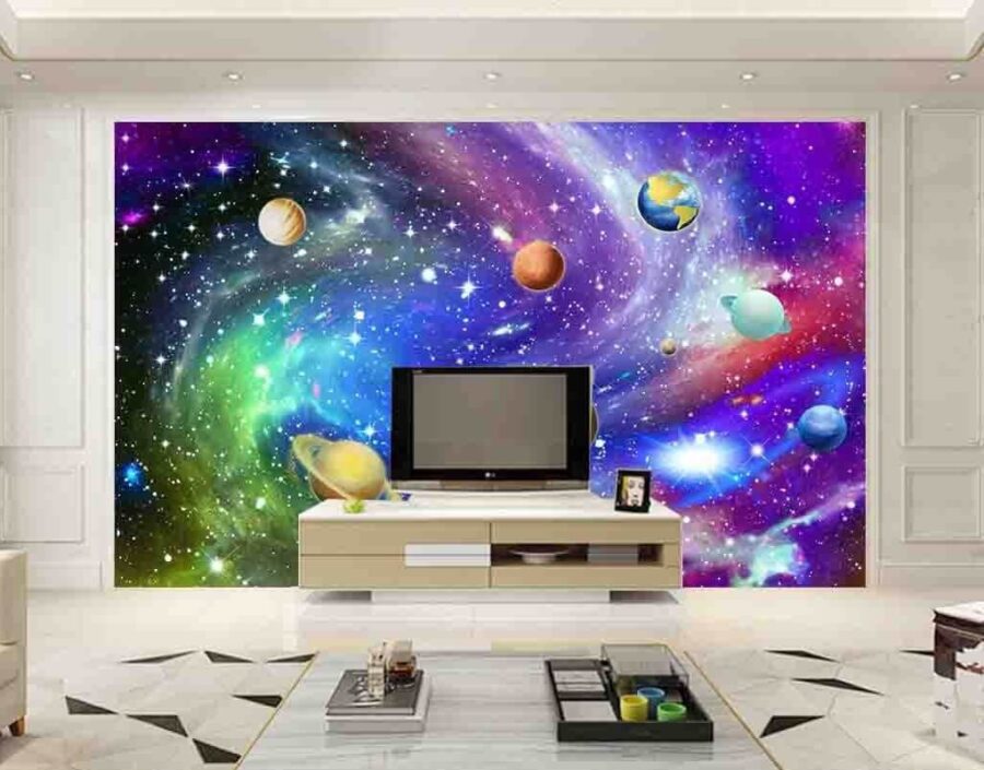 Planeten aan de hemel met sterren