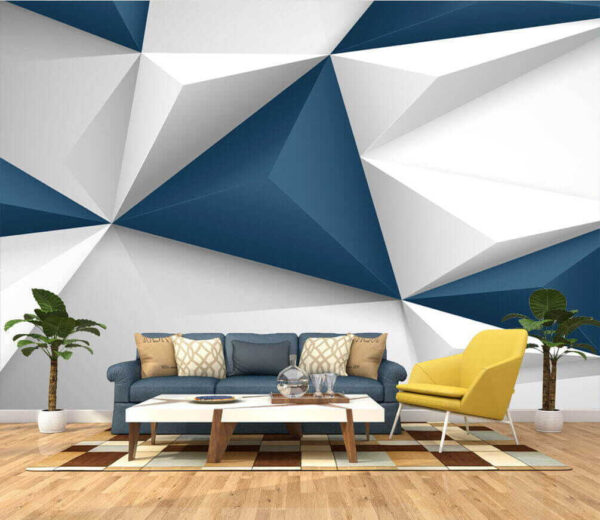 Blauwe en witte driehoekige vormen Blauwe en witte driehoekige vormen